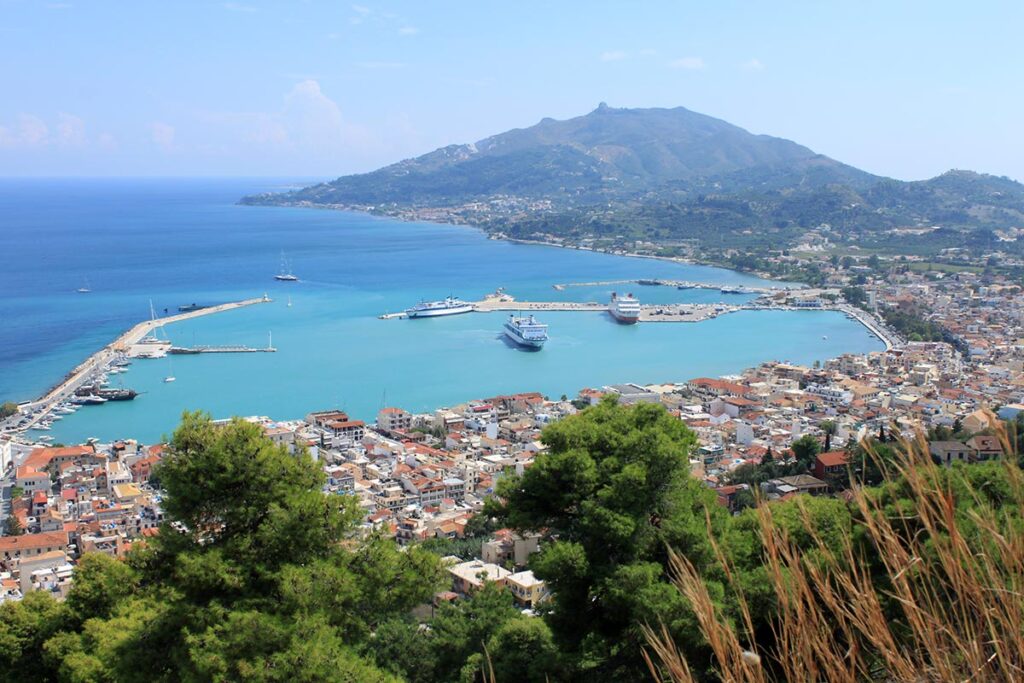 Viaggio a Zante: vista del porto dall'alto