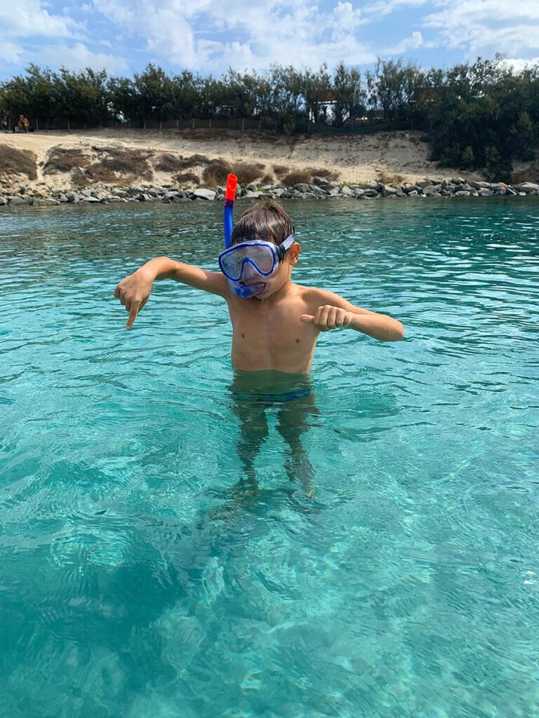 Mio figlio si è divertito a fare snorkeling alla Spiaggia del Riso